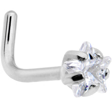 Load image into Gallery viewer, 20G Clear 3mm CZ Star Gem Grade 23 Titanium L Shaped Nose Ring
