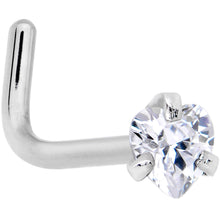 Load image into Gallery viewer, 20G Clear 3mm CZ Heart Gem Grade 23 Titanium L Shaped Nose Ring
