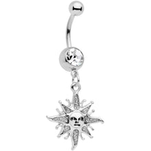 将图片加载到图库查看器，Clear Gem Celestial Sun Dangle Belly Ring
