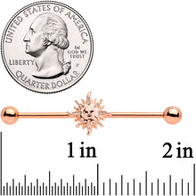 将图片加载到图库查看器，14G Rose Gold Tone Happy Sun Industrial Barbell 38mm
