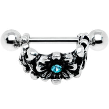 Load image into Gallery viewer, 16G 3/8 Aqua Gem Floral Wreath Cuff Cartilage Earring

