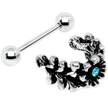 Load image into Gallery viewer, 16G 3/8 Aqua Gem Floral Wreath Cuff Cartilage Earring
