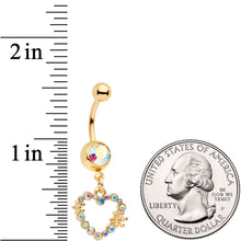 将图片加载到图库查看器，14G 7/16 Aurora Gem Gold Tone Heart Dangle Belly Ring
