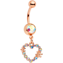 Load image into Gallery viewer, Aurora Gem Rose Gold Tone Heart Dangle Belly Ring
