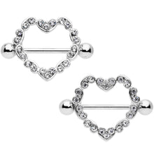 Load image into Gallery viewer, 14G 9/16 Clear Gem Dear Heart Nipple Shield Set
