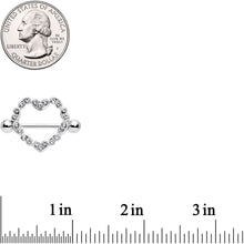 Load image into Gallery viewer, 14G 9/16 Clear Gem Dear Heart Nipple Shield Set
