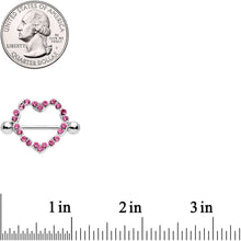 Load image into Gallery viewer, 14G 9/16 Pink Gem Dear Heart Nipple Shield Set

