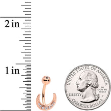 Load image into Gallery viewer, Clear CZ Gem Rose Gold Tone Crescent Moon Belly Ring
