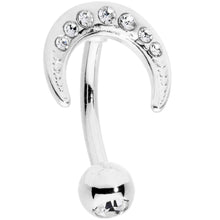 Load image into Gallery viewer, Clear CZ Gem Crescent Moon Belly Ring

