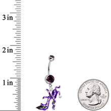 将图片加载到图库查看器，Purple Gem High Heel Octopus Dangle Belly Ring
