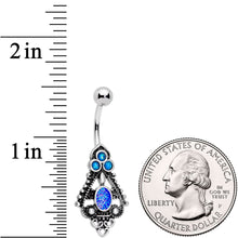 将图片加载到图库查看器，Blue Faux Druzy Baroque Teardrop Dangle Belly Ring

