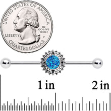 Load image into Gallery viewer, 14G Green Faux Druzy Spooky Season Industrial Barbell 38mm
