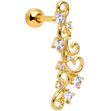 Load image into Gallery viewer, 16G 1/4 Clear CZ Gem Gold Hue Cascade Left Ear Cartilage Earring
