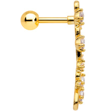 Load image into Gallery viewer, 16G 1/4 Clear CZ Gem Gold Hue Cascade Left Ear Cartilage Earring
