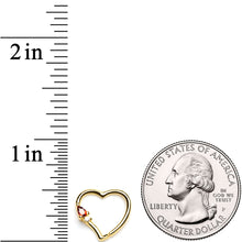 Load image into Gallery viewer, 16G 3/8 Red Gem Gold Tone Heart Daith Cartilage Tragus Earring
