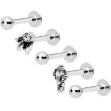 Load image into Gallery viewer, 16G 5/16 Clear Gem Lotus Flower Elephant Cartilage Tragus Earring Set
