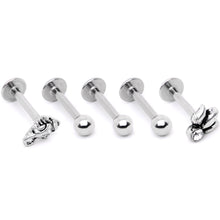 Load image into Gallery viewer, 16G 5/16 Clear Gem Lotus Flower Elephant Cartilage Tragus Earring Set
