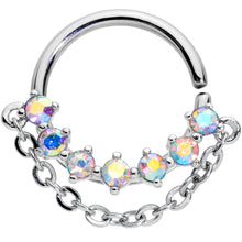 Load image into Gallery viewer, 16G 3/8 Aurora Gem Garland Hanging Chain Seamless Circular Ring
