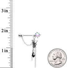 将图片加载到图库查看器，9/16 Black Gem Skeleton Heavy Metal Dangle Barbell Nipple Ring Set
