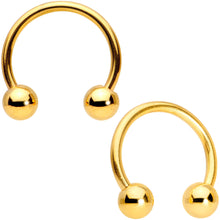 Load image into Gallery viewer, 14G 13mm Gold Tone Sexy Saturn Horseshoe Nipple Ring Set
