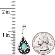 Load image into Gallery viewer, Green Faux Opal Baroque Openwork Elegance Teardrop Belly Ring
