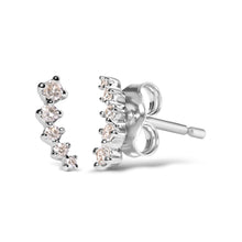 Load image into Gallery viewer, 10K White Gold 1/10 Cttw Diamond Journey Style Climber Stud Earrings (H-I Color, I1-I2 Clarity)
