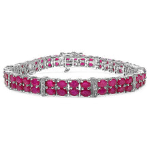 Load image into Gallery viewer, 16.77 Carat Genuine Glass Filled Ruby &amp; White Topaz .925 Sterling Silver Bracelet
