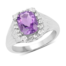 Load image into Gallery viewer, 2.13 Carat Genuine  Amethyst and White Topaz .925 Sterling Silver Ring
