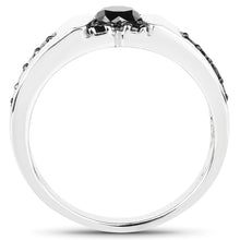 将图片加载到图库查看器，0.83 Carat Genuine Black Diamond .925 Sterling Silver Ring
