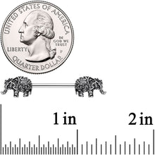 将图片加载到图库查看器，14G 9/16 Ornate Pattern Elephant Barbell Nipple Ring Set
