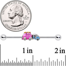 Load image into Gallery viewer, 14G Pink Time for a Road Trip Industrial Barbell 38mm
