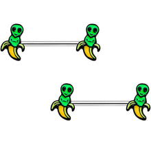 Load image into Gallery viewer, 14G 9/16 Appealing Little Banana Alien Barbell Nipple Ring Set
