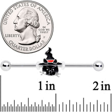 Load image into Gallery viewer, 14G Halloween Witch Way Black Cat Barbell Industrial 38mm
