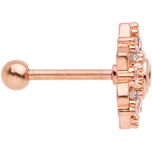 Load image into Gallery viewer, 18G 5/16 Clear Gem Rose Gold Tone Snowflake Cartilage Tragus
