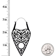Load image into Gallery viewer, Black Spirit of Halloween Planchette Tunnel Plug Earrings

