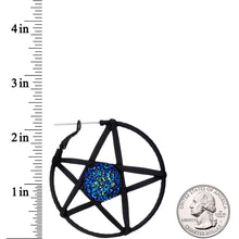 Load image into Gallery viewer, Blue Faux Druzy Making Some Magic Pentacle Tunnel Plug Earrings

