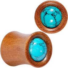 Load image into Gallery viewer, Turquoise Stone Sawo Wood Earth Sky Saddle Plug Set 5mm to 25mm
