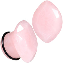 Load image into Gallery viewer, Rose Quartz Faceted Single Flare Plug Set 6mm to 25mm Sizes
