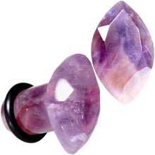 Load image into Gallery viewer, Purple Amethyst Faceted Single Flare Plug Set 6mm to 25mm Sizes
