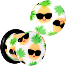 Load image into Gallery viewer, White Acrylic Hip Sunglasses Pineapple Single Flare Plug Set Sizes 3mm to 16mm
