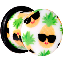 Load image into Gallery viewer, White Acrylic Hip Sunglasses Pineapple Single Flare Plug Set Sizes 3mm to 16mm
