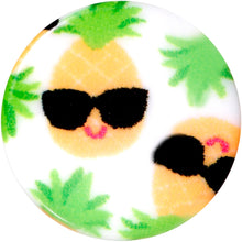 Load image into Gallery viewer, White Acrylic Hip Sunglasses Pineapple Single Flare Plug Set Sizes 3mm to 16mm
