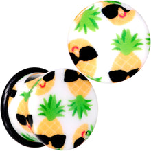 Load image into Gallery viewer, White Acrylic Hip Sunglasses Pineapple Single Flare Plug Set Sizes 3mm to 16mm
