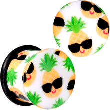 Load image into Gallery viewer, White Acrylic Hip Sunglasses Pineapple Single Flare Plug Set Sizes 3mm to 16mm

