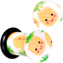 Load image into Gallery viewer, White Acrylic Pretty Pineapple Single Flare Plug Set Sizes 3mm to 16mm
