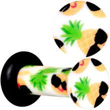 Load image into Gallery viewer, White Acrylic Hip Sunglasses Pineapple Single Flare Plug Set Sizes 3mm to 16mm
