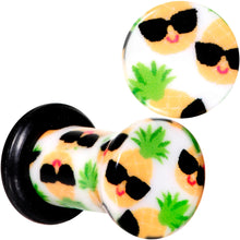 Load image into Gallery viewer, White Acrylic Hip Sunglasses Pineapple Single Flare Plug Set Sizes 3mm to 16mm
