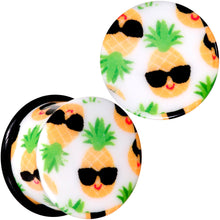 Load image into Gallery viewer, White Acrylic Hip Sunglasses Pineapple Single Flare Plug Set Sizes 3mm to 16mm
