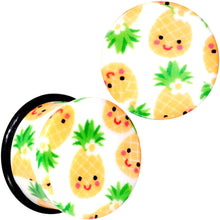 Load image into Gallery viewer, White Acrylic Pretty Pineapple Single Flare Plug Set Sizes 3mm to 16mm
