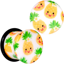 Load image into Gallery viewer, White Acrylic Pretty Pineapple Single Flare Plug Set Sizes 3mm to 16mm
